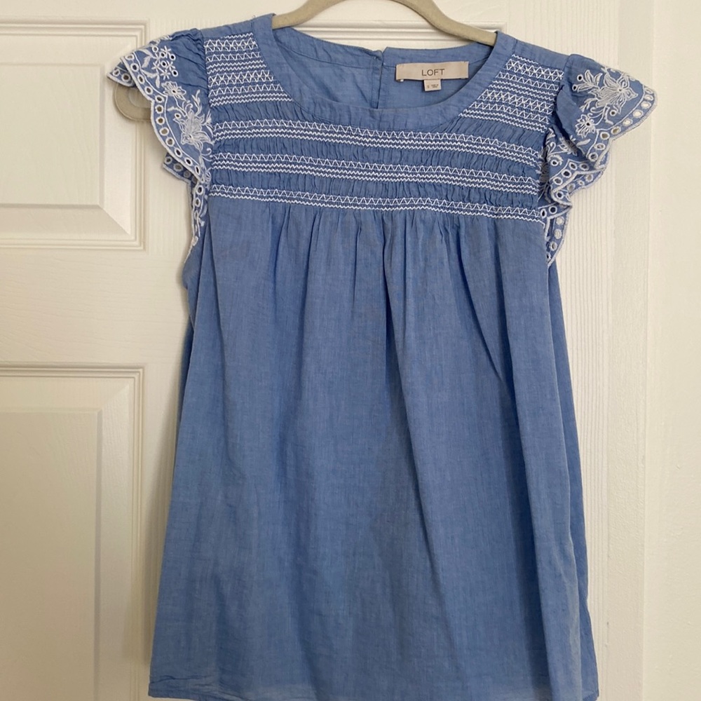 LOFT Denim short sleeved top size small